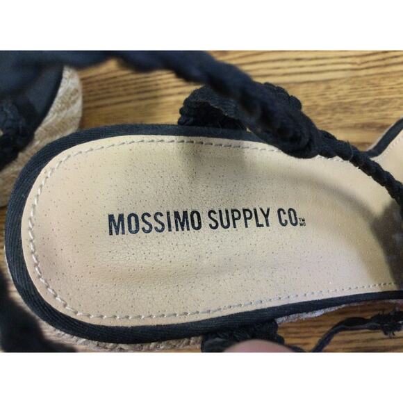 Mossimo Supply Co Women's Black Wedge Sandals Size 7 Open Toe Lace Strap 3 7/8” - Picture 6 of 12